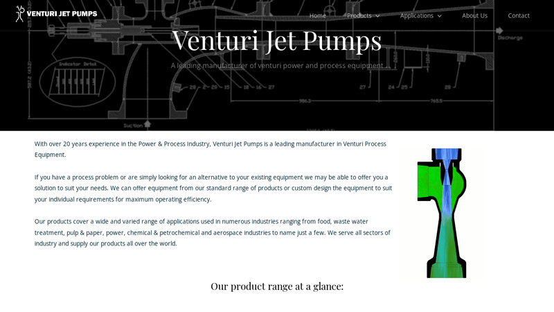 Desuperheaters, Vacuum Ejectors, Compressors, Syphons & Eductors - Venturi Jet Pumps Ltd