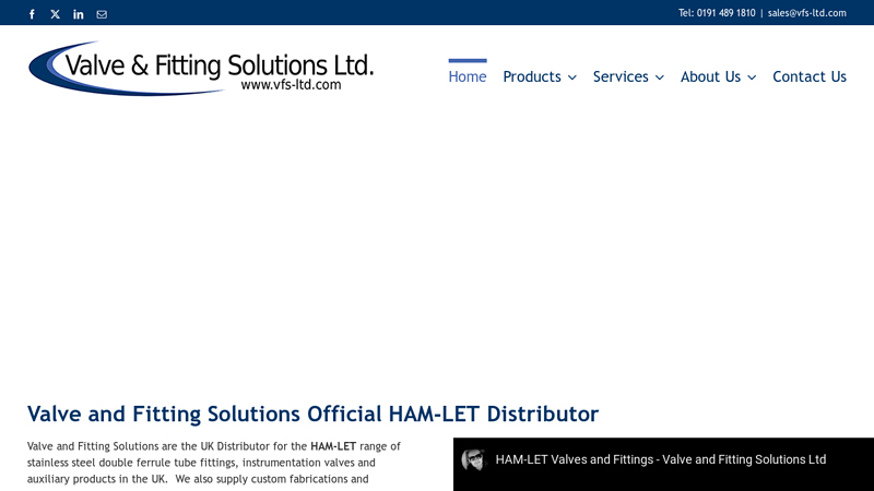 HAM-LET Valves and Fittings Distributor - Valve and Fitting Solutions Ltd