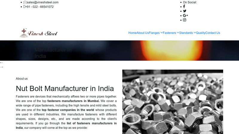 Nut Bolt and Steel Flanges manufacturer in India