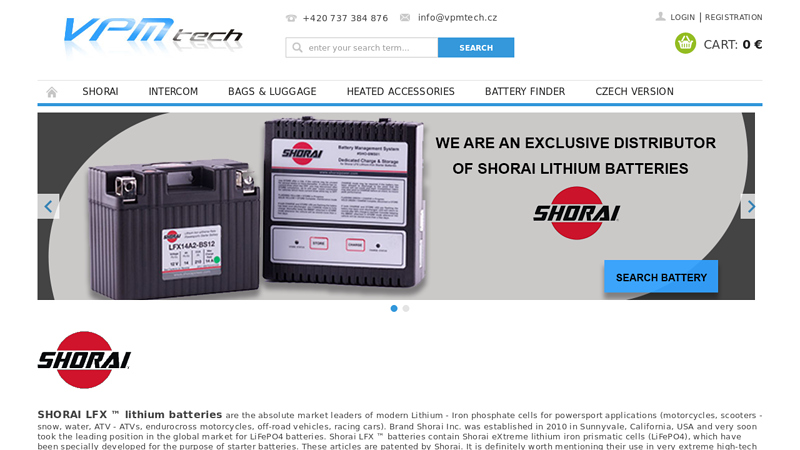 SHORAI LFX Lithium-Iron Powersports battery / VPM Tech s.r.o.