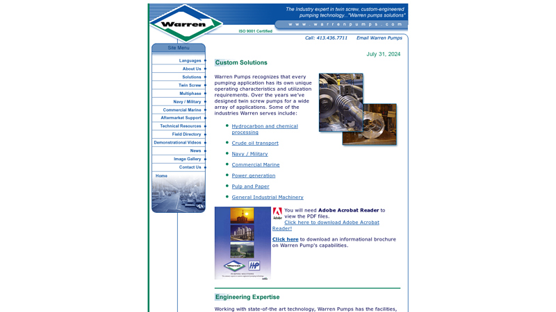 Warren Pumps Inc. - The Industry expert in custom-engineered twin screw pumping technology..."Warren pumps solutions"