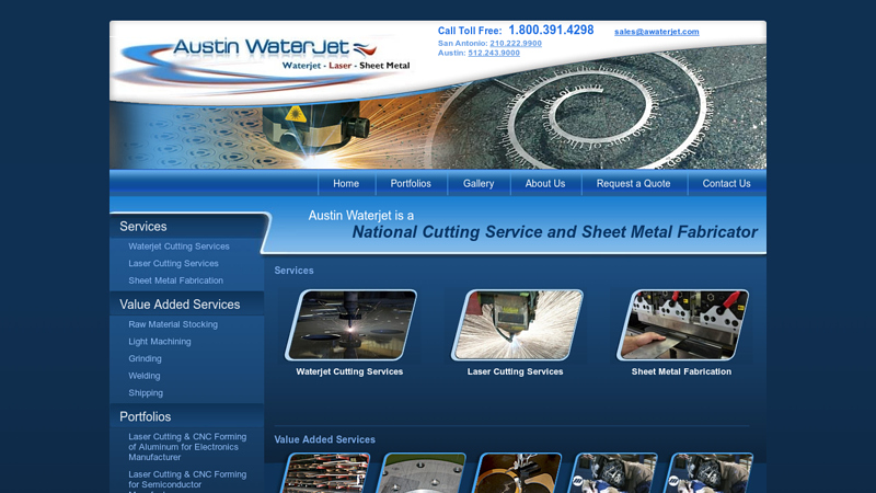 Waterjet Cutting, Laser Cutting and Sheet Metal Fabrication - Austin, TX - Austin Waterjet, Inc.