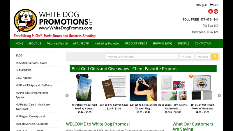 White Dog Promotions | Promo Products | Golf Giveaways | Branded Leather | Columbia, MO: HOME