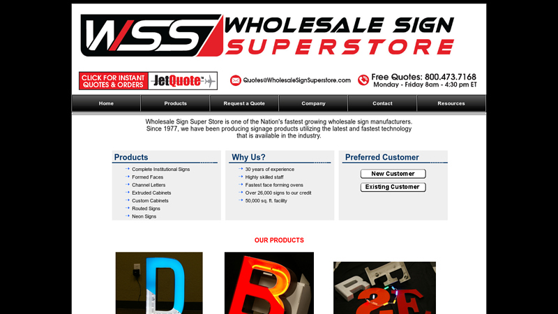 Wholesale Sign Superstore | Wholesale Formed Faces, Channel Letters, Sign Cabinets, Routed and Neon Signs