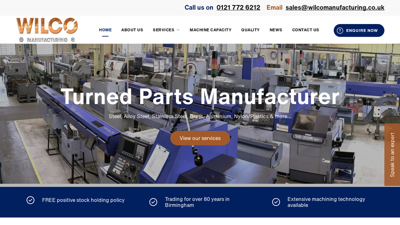 Turned Parts Manufacturer | CNC Machining Services | Wilco Manufacturing Ltd