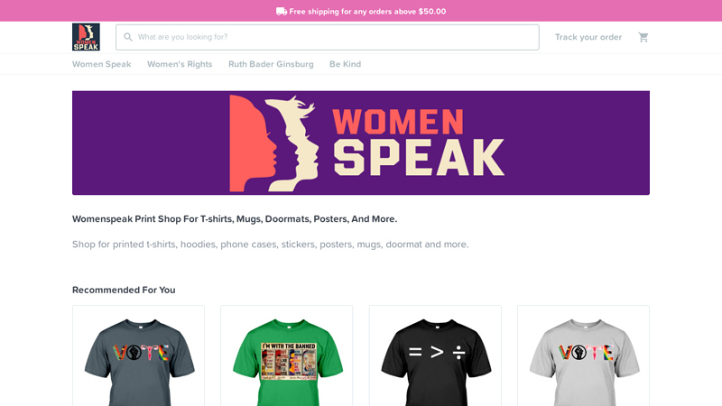 Womenspeak Print shop for T-shirts, mugs, doormats, posters, and more.