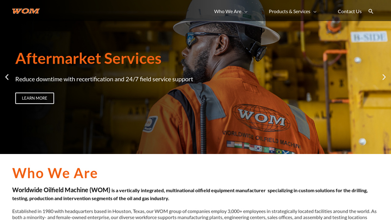 WOM Service, Oilfield Equipment Supplier - Worldwide Oilfield Machine Inc.