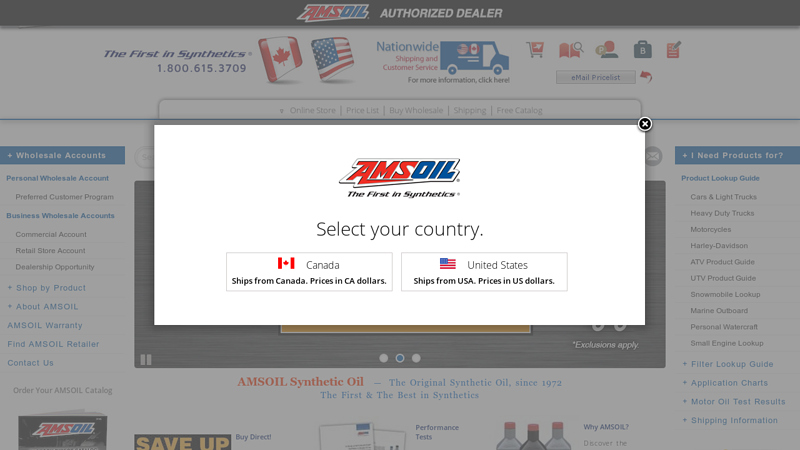 AMSOIL Synthetic Oil Canada - 1-800-615-3709 | Authorized Dealer Network