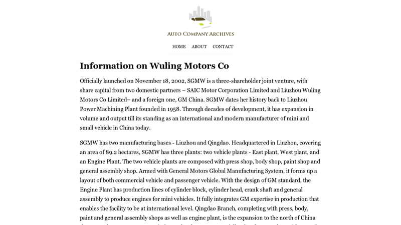 Information on Liuzhou Wuling Motors Co Limited