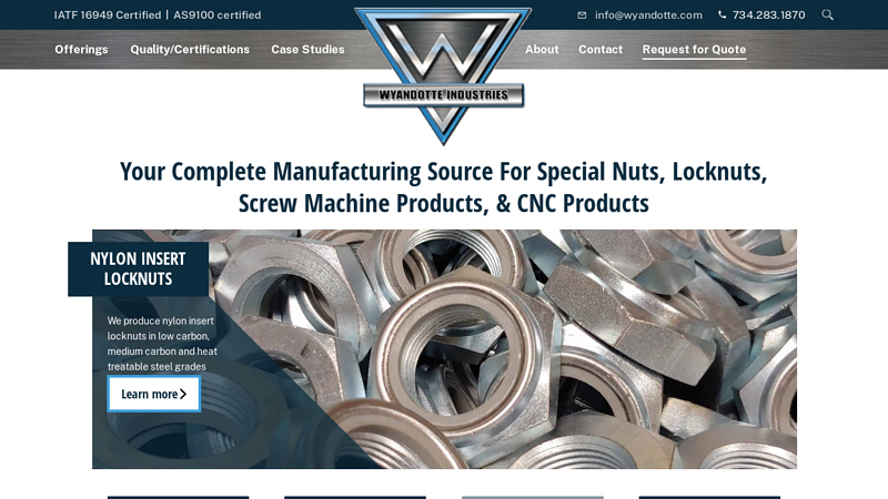 Manufacturer of OEM Specialty Nuts & Parts | Wyandotte Industries, Inc.