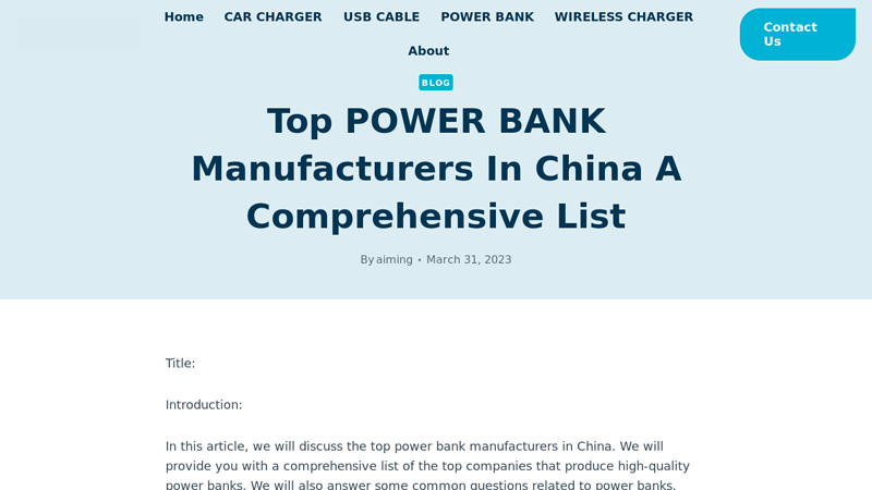 Image of Top POWER BANK Manufacturers in China A Comprehensive List