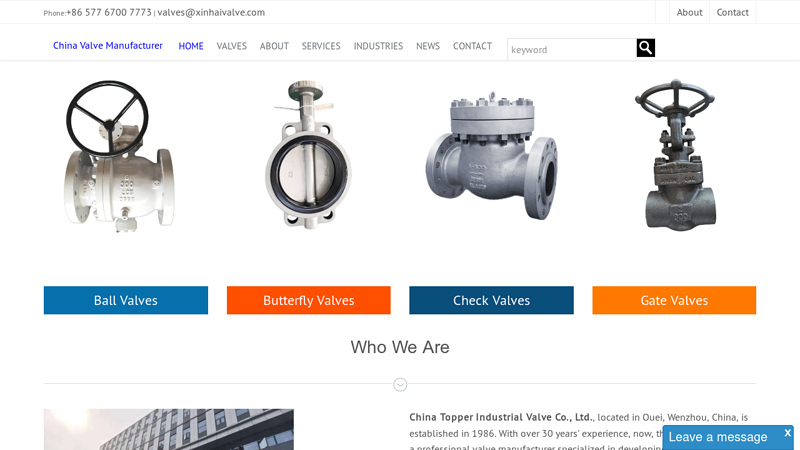 China Valve Manufacturer, Topper Industrial Valve Company - China Topper