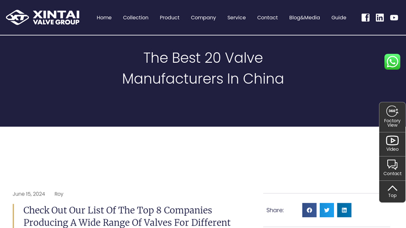 Image of The Best 20 Valve Manufacturers in China