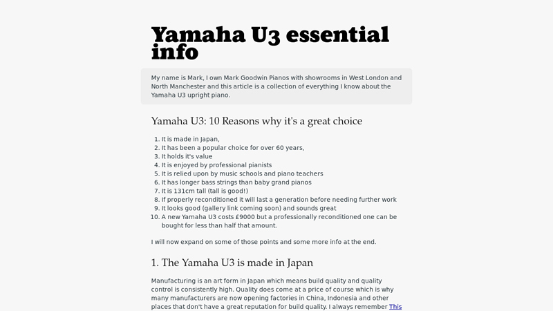 Yamaha U3 piano - 10 things you should know before buying