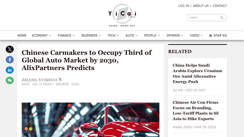 Image of Chinese Carmakers to Occupy Third of Global Auto Market by 2030 ...