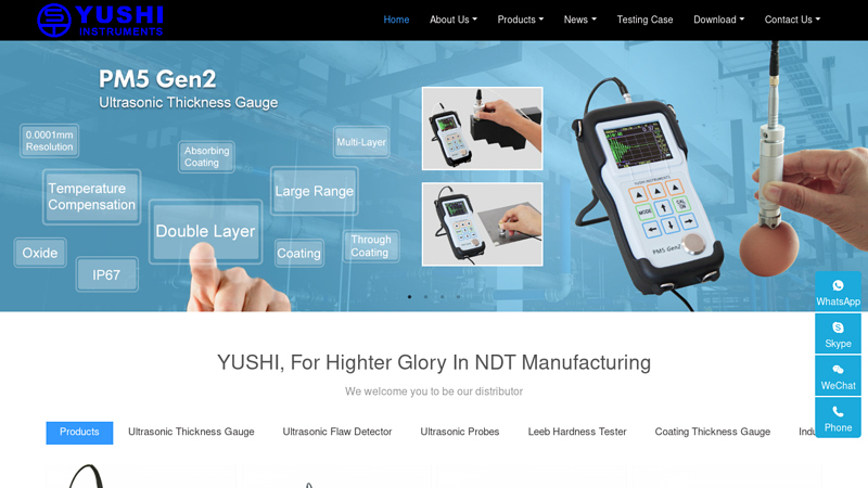 YUSHI INSTRUMENTS - YUSHI,PORTABLE THICKNESS GAUGE,HARDNESS TESTER,COATING THICKNESS GAUGE,UV NDT LAMP, ULTRASONIC PROBE