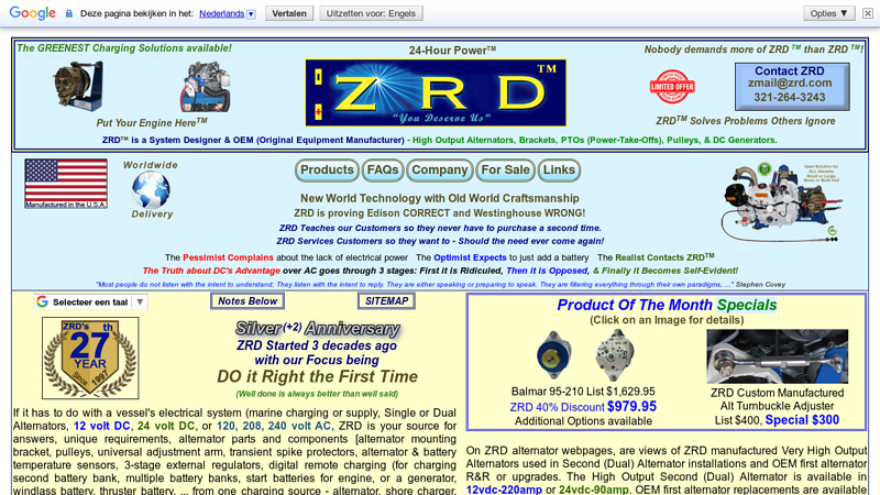 ZRD Electric Designer OEM - Your Source for 24-Hour Power, DC Generator, Alt, ...